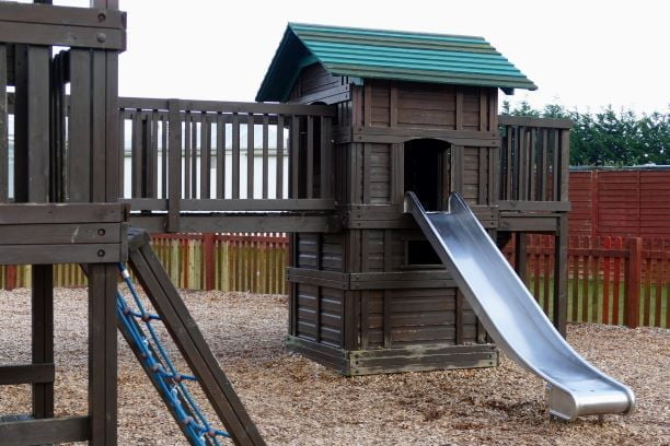 Children's play area with bark chippings
