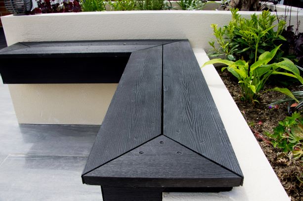 Dark grey composite decking garden bench seat