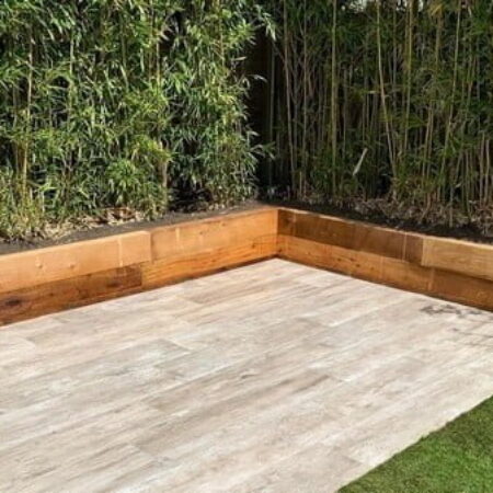 New treated brown softwood sleepers