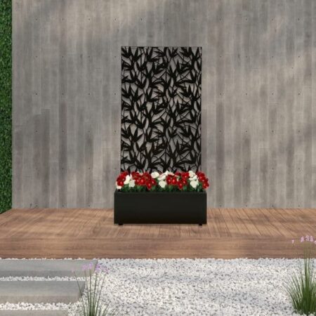 Black Planter with Bamboo Screen installed