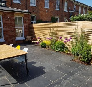 Blue Black Limestone and fencing slats