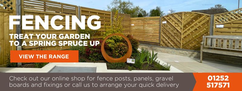Fencing fence panels, gravel boards display area