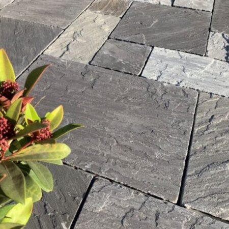 Kebur Tumbled Sagar Black Sandstone Paving