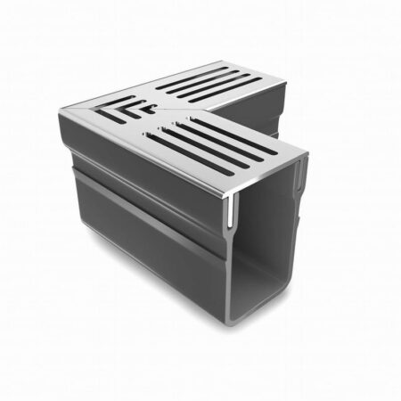 Threshold Drain Corner - Silver Aluminium Grating