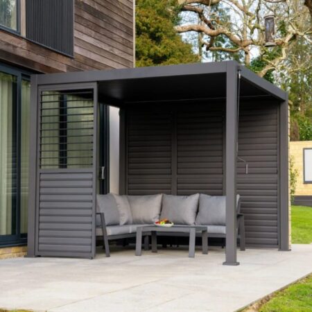 Fortis Graphite Aluminium Shuttered Louvre Side Panel
