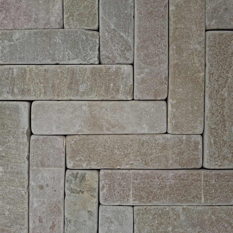 Raj Green Natural Sandstone Tumbled Setts 200 x 50mm