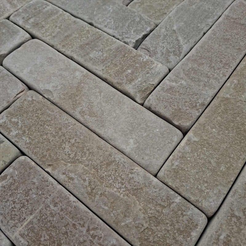 Raj Green Natural Sandstone Tumbled Setts 200 x 50mm - Image 2