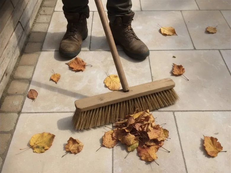 Brushing Sinai Pearl paving
